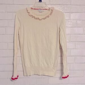 Boden $98 Bernadette cream ruffled sweater sz 6